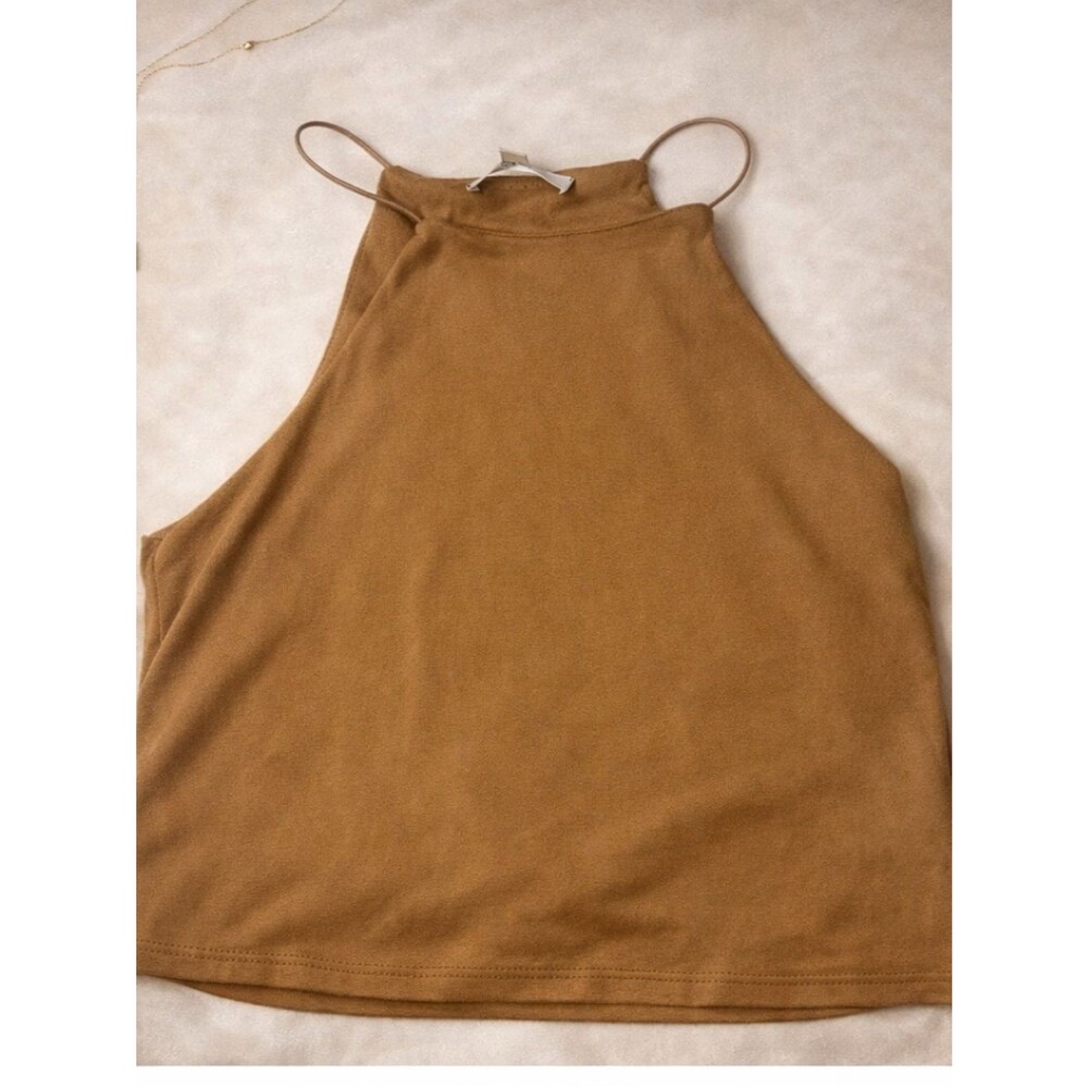 Gaze Basic Brown High Neck Tank Top